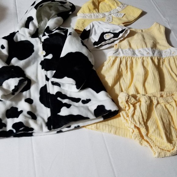 Gymboree Daisy The Cow Used 12-18 month Dress, diaper cover, coat, hat, Outlet N